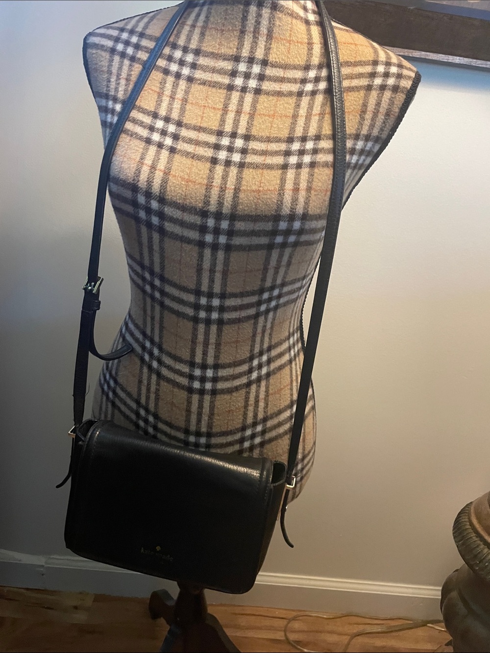 kate spade Black Leather Small Crossbody with Gold Accent